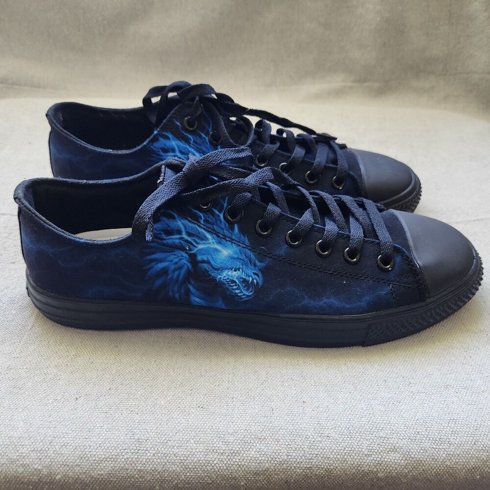 RAAD Shop Sneakers Mens 11 Black Dragon Canvas Low Top Skaters Casual Shoes